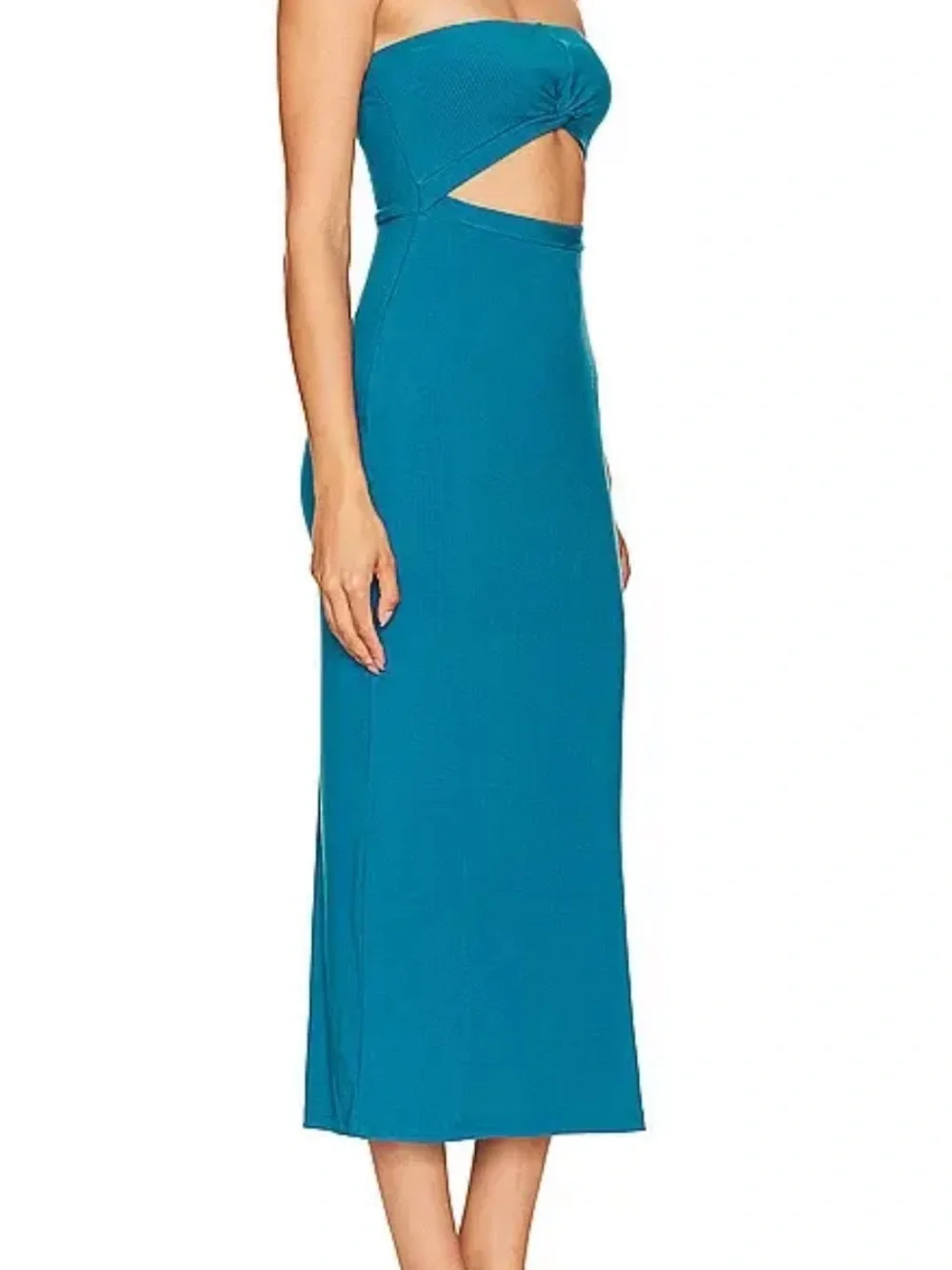 l*space Kierra Teal Strapless Cutout Midi Dress NWT size large